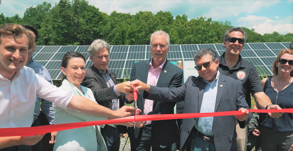 Greenbacker ribbon cutting solar power on landfill